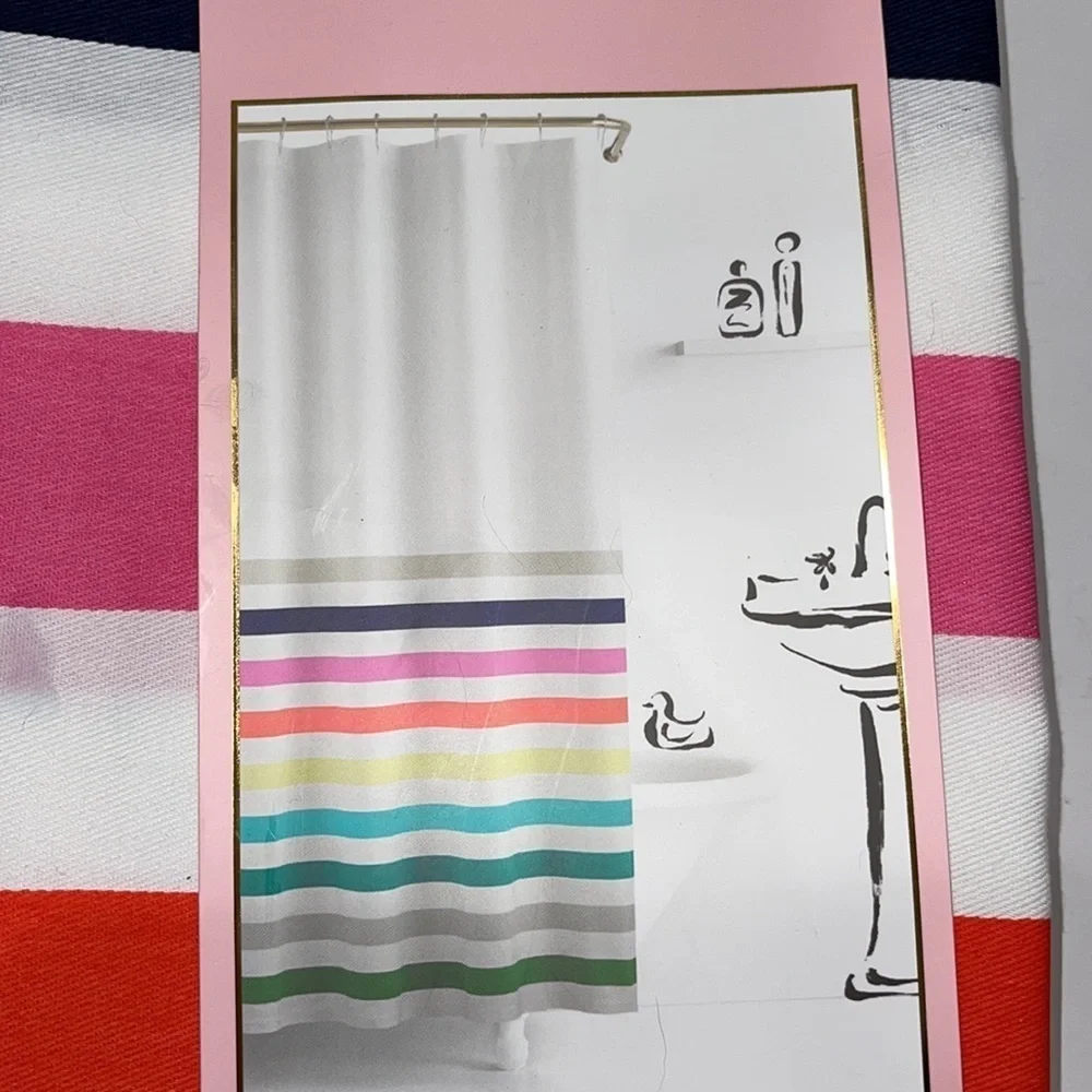 KATE SPADE CANDY STRIPE SHOWER CURTAIN